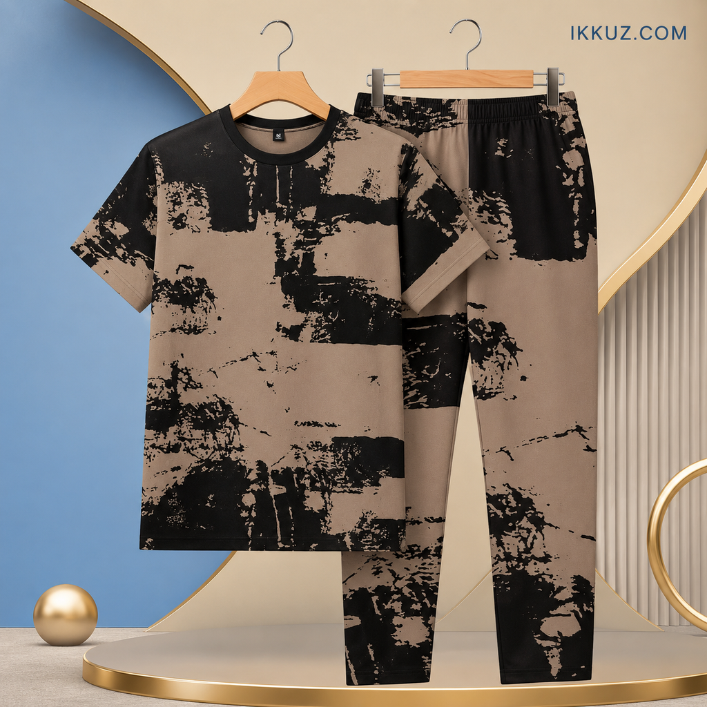 Men's Printed Night Suit Co-Ord Set with Half Sleeve T-Shirt &amp; Pajama