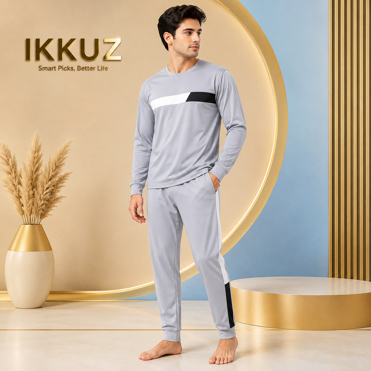 Premium Striped Men’s Night Suit Set