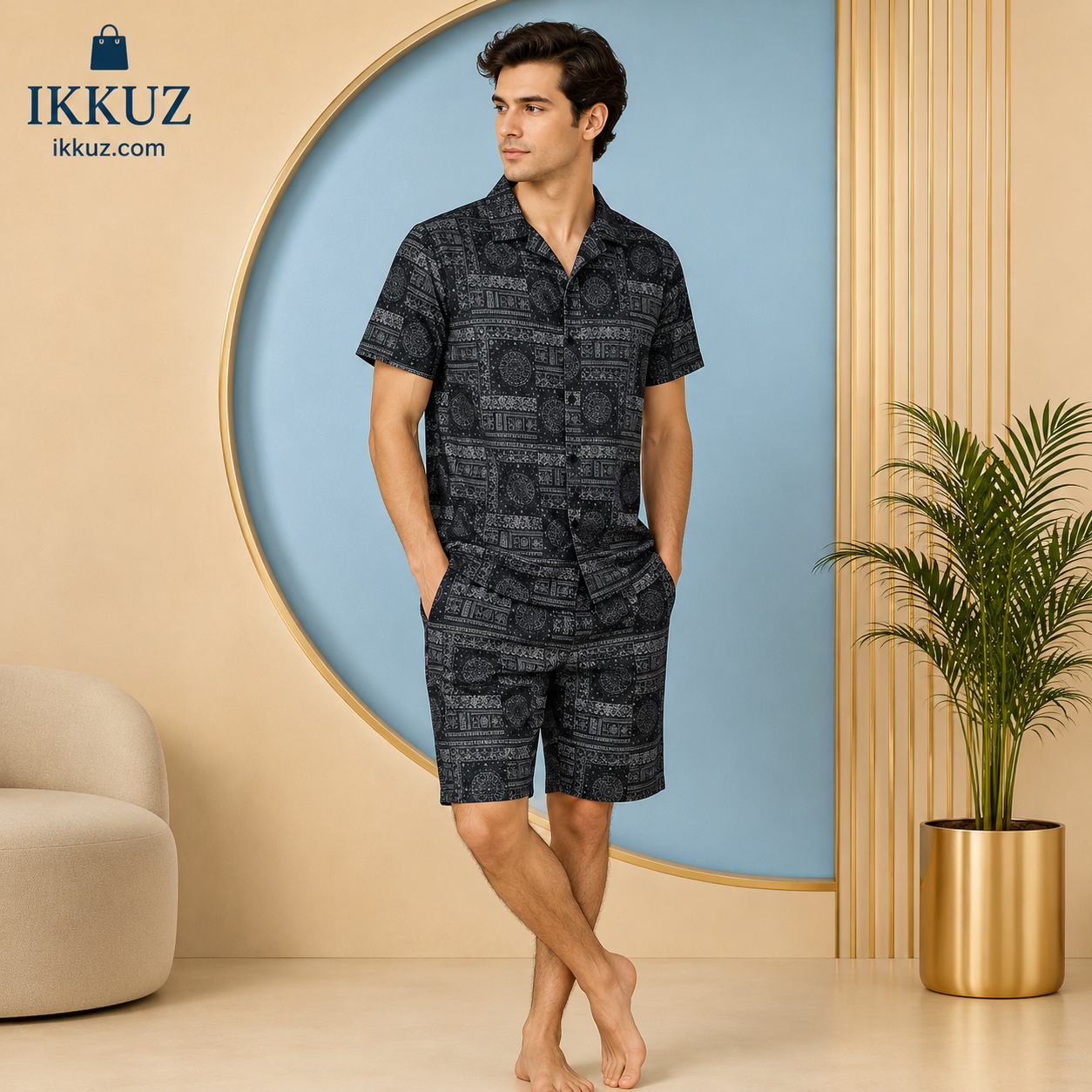 Men's Printed Premium Night Suit Set