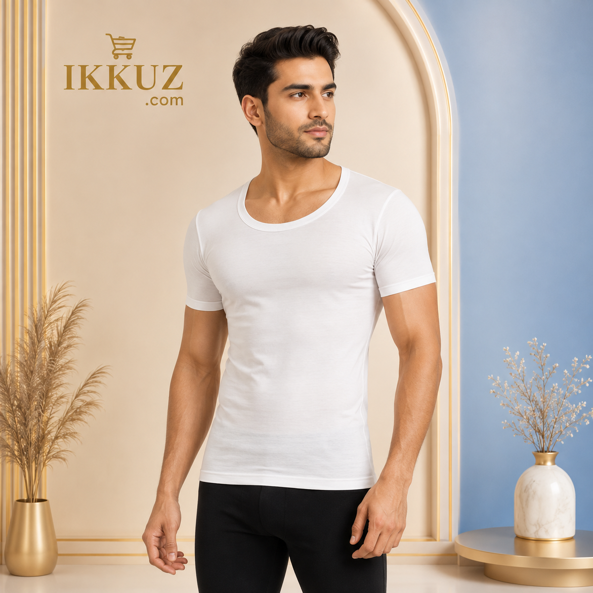 Men’s Premium 100% Cotton Round Neck Extended Fit Inner T-Shirt – Pack of 5