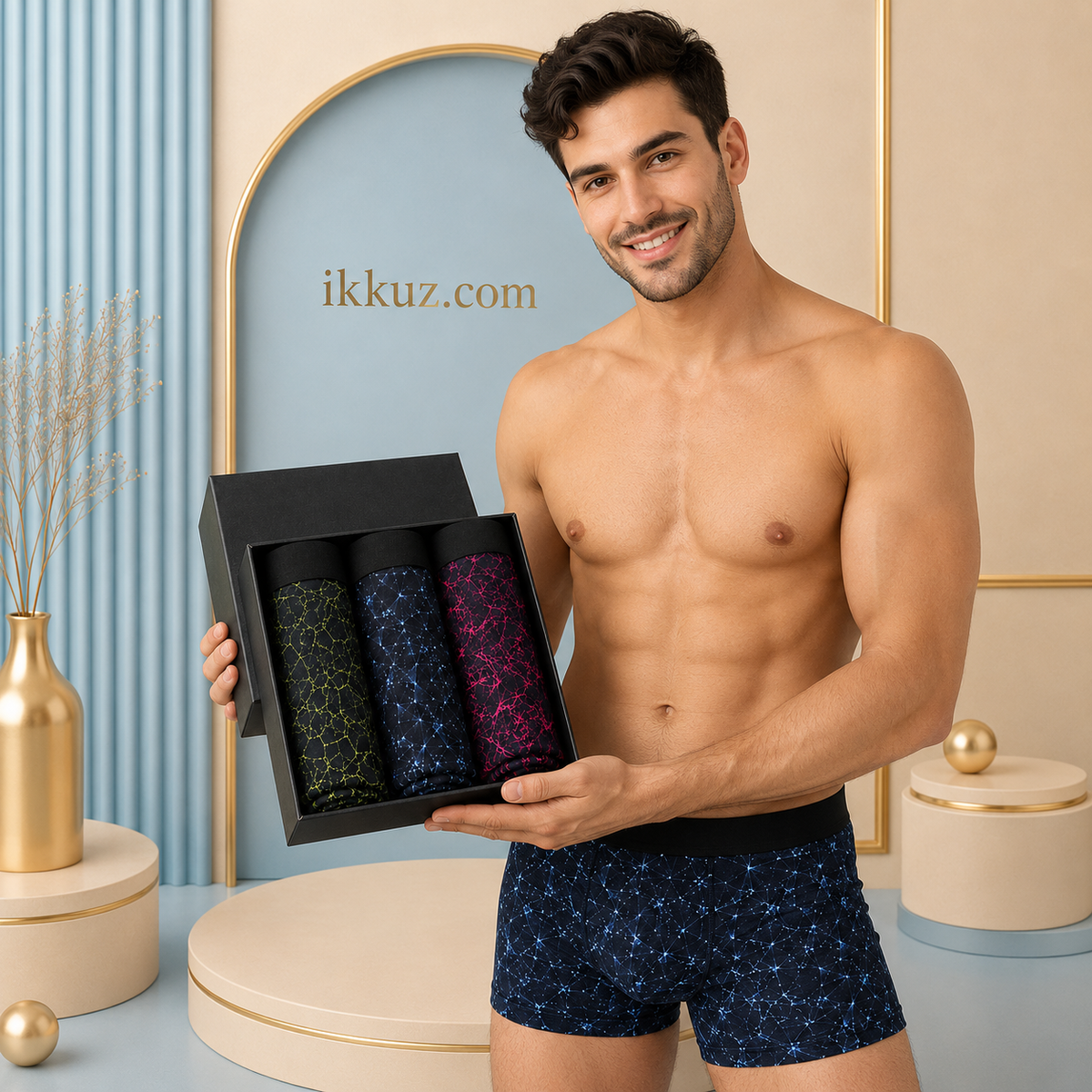 Premium Men's Printed Nylon Underwear | Ultra-Soft Stretchable Boxer Trunks | Breathable Everyday Comfort | Pack of 3