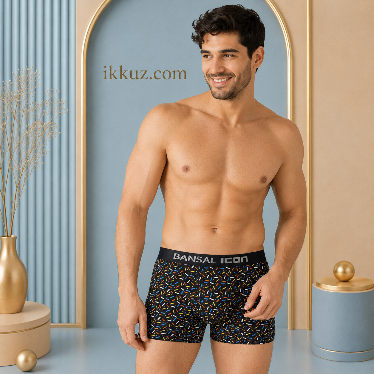 Premium Men's Printed Cotton Boxer Trunks | Soft Breathable Everyday Comfort Underwear | Regular Fit | Pack of 4