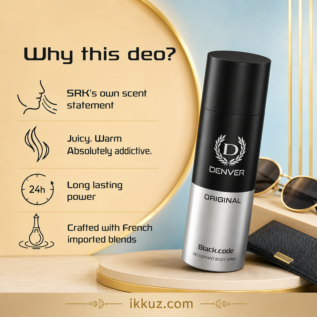 DENVER Men’s Premium Deo Combo Pack – Black Code, Caliber, Honour &amp; Imperial | 50ml × 4 | Long-Lasting Deodorant Body Spray