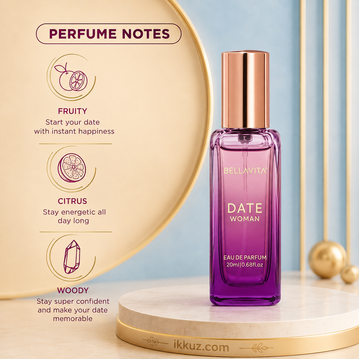 Bella Vita Luxury DATE Woman 20ml EDP – Long-Lasting Fruity Floral Perfume for Women | Romantic &amp; Elegant Fragrance