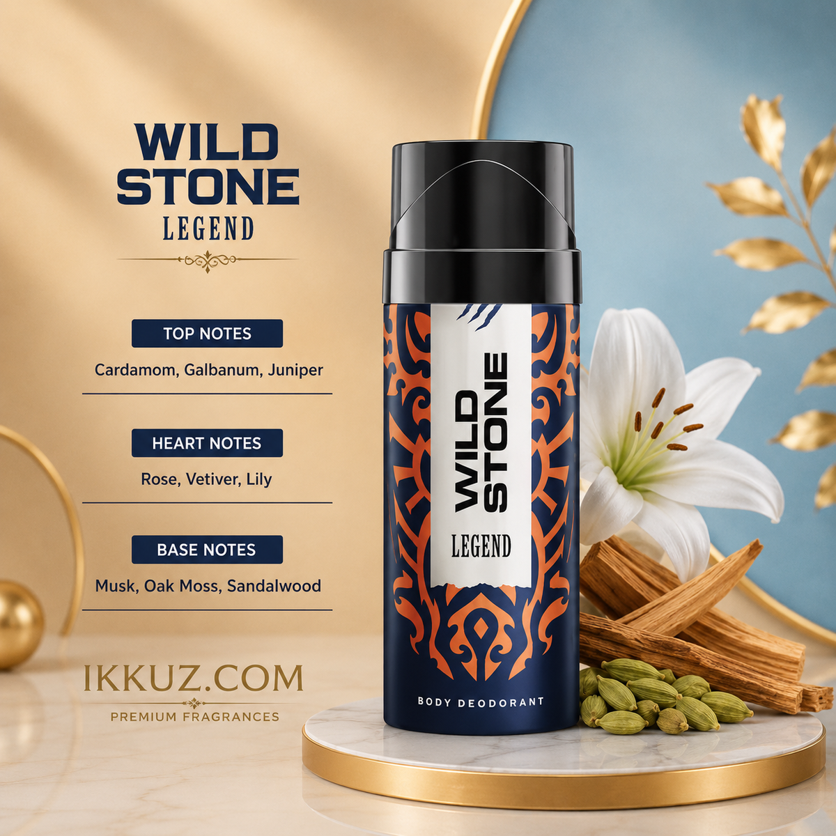 Wild Stone Legend Men’s Deodorant Body Spray – 225ml × 2 | Long Lasting Masculine Fragrance