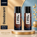 Wild Stone Legend Men’s Deodorant Body Spray – 225ml × 2 | Long Lasting Masculine Fragrance