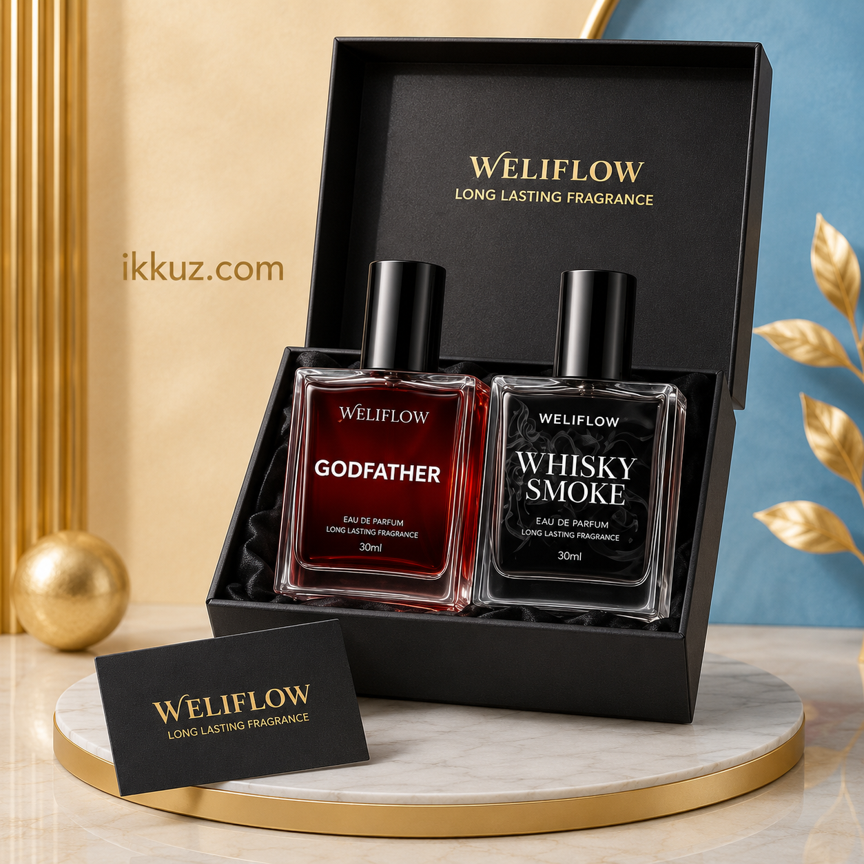 عطر WELIFLOW Godfather & Whisky Smoke Premium Eau de Parfum للرجال - 30 مل × 2 | عطر يدوم طويلاً بعبير عطري وتابلي