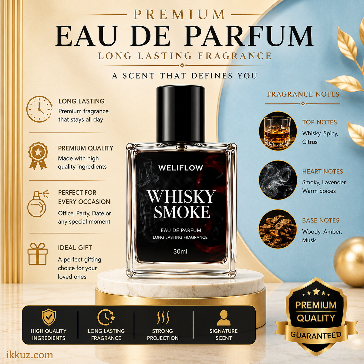 عطر WELIFLOW Godfather & Whisky Smoke Premium Eau de Parfum للرجال - 30 مل × 2 | عطر يدوم طويلاً بعبير عطري وتابلي