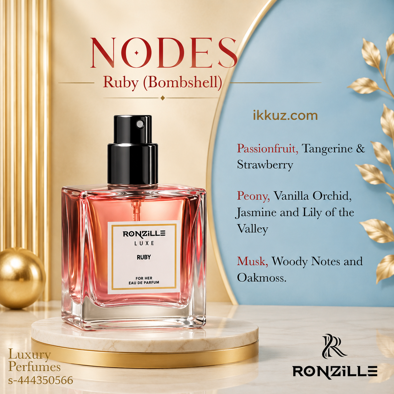Ronzille Women Ruby Eau De Perfume 30ml | Long Lasting Elegant Fragrance for Women