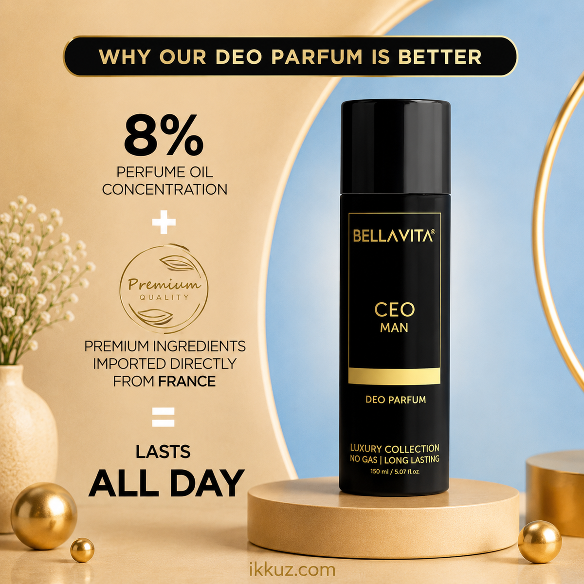 Bella Vita Luxury CEO MAN Deo Parfum for Men 150ml Pack of 2 | Long Lasting No Gas Body Perfume