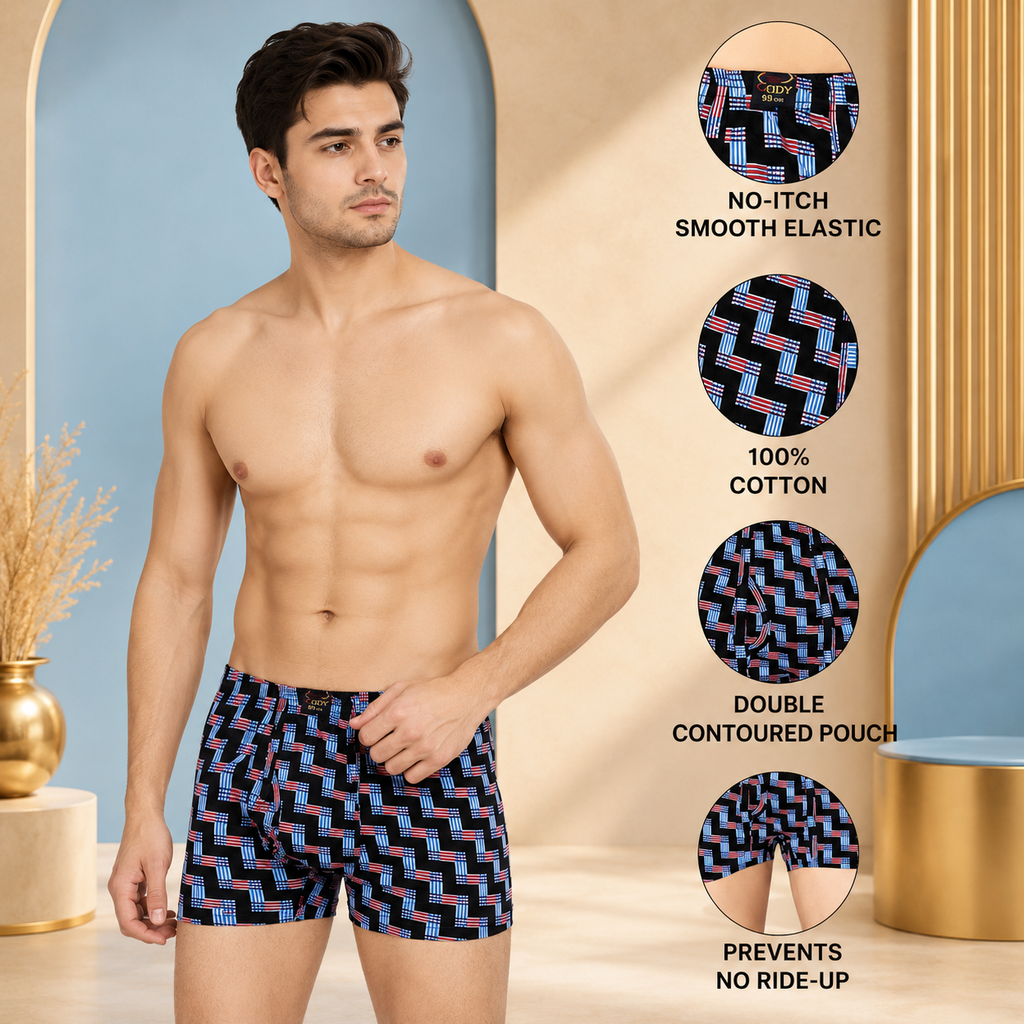 Premium Printed Cotton Men's Trunks – Combo Pack of 4