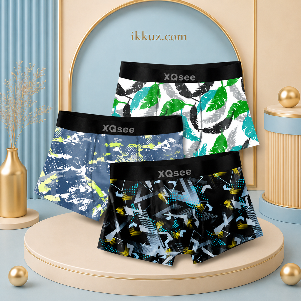 Premium Men's Modern Classic Printed Trunks | Soft Stretchable Nylon Boxer Briefs | Comfortable Everyday Innerwear | Pack of 3