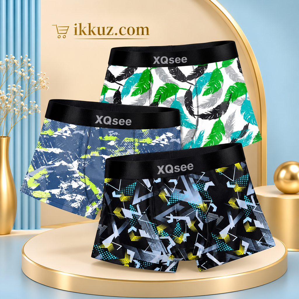 Premium Men's Modern Classic Printed Trunks | Soft Stretchable Nylon Boxer Briefs | Comfortable Everyday Innerwear | Pack of 3