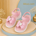 Trendy Sparkle Bow Girls Sandals | Stylish Kids Platform Sandals | Comfortable Lightweight Party &amp; Daily Wear Sandals with Velcro Strap