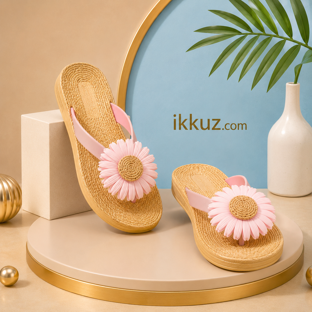 Kids Girls Sunflower Yellow Slip-On Slippers – Cute Floral Comfort Footwear