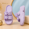 Girls 3D Flower Platform Sliders – Soft EVA Lightweight Floral Sandals