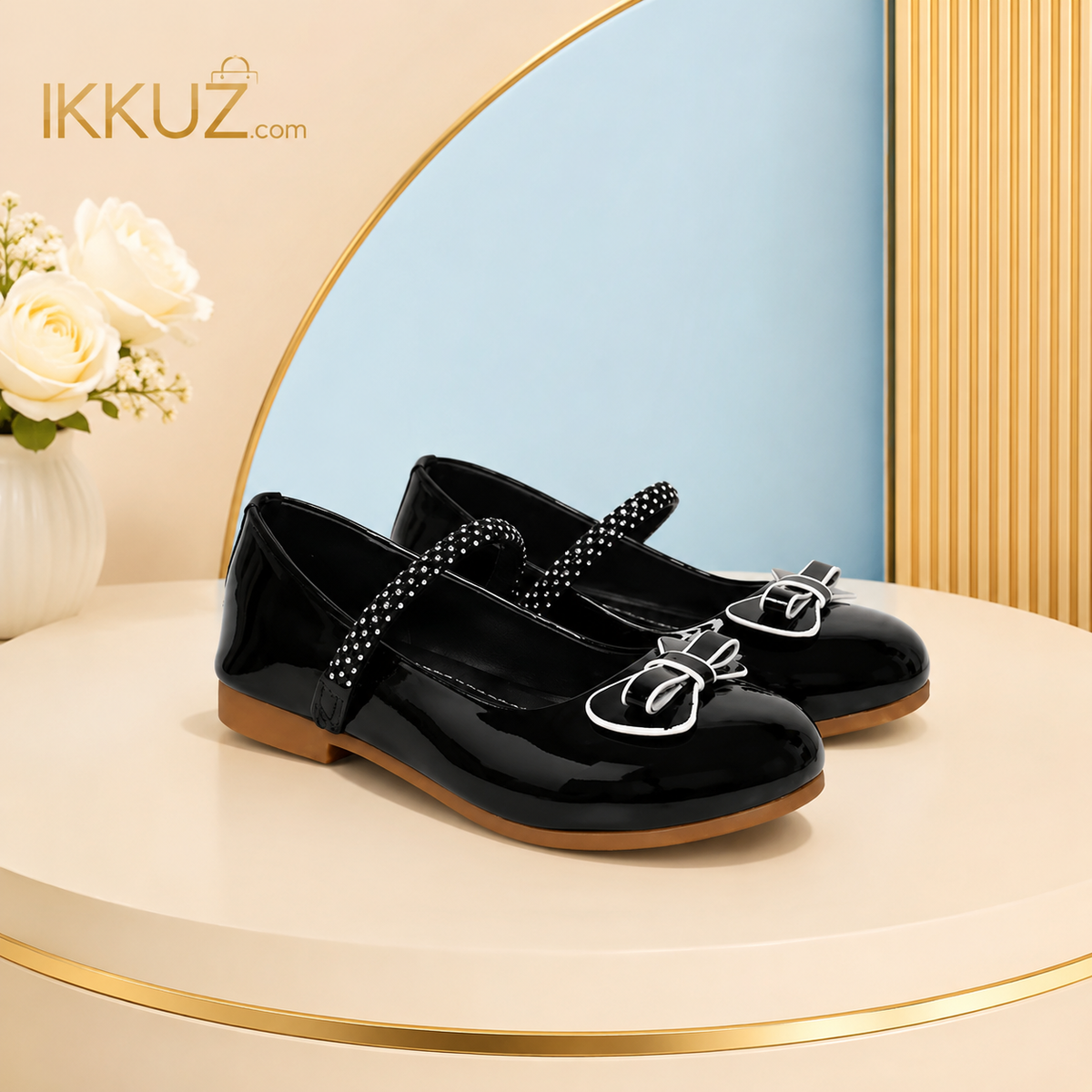 Girls Patent Leather Velcro Bellies