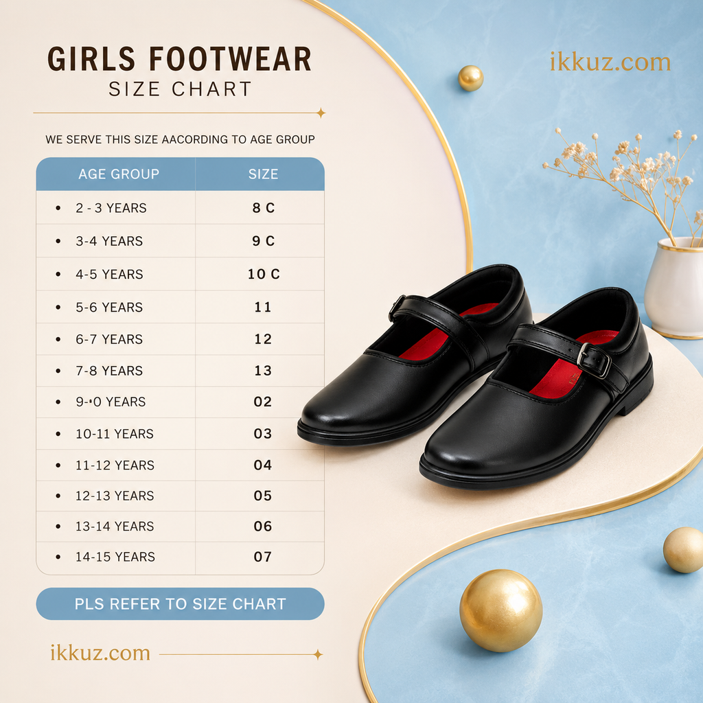 Girls Classic Black School Shoes – Buckle Strap, Cushioned &amp; Anti-Slip Sole