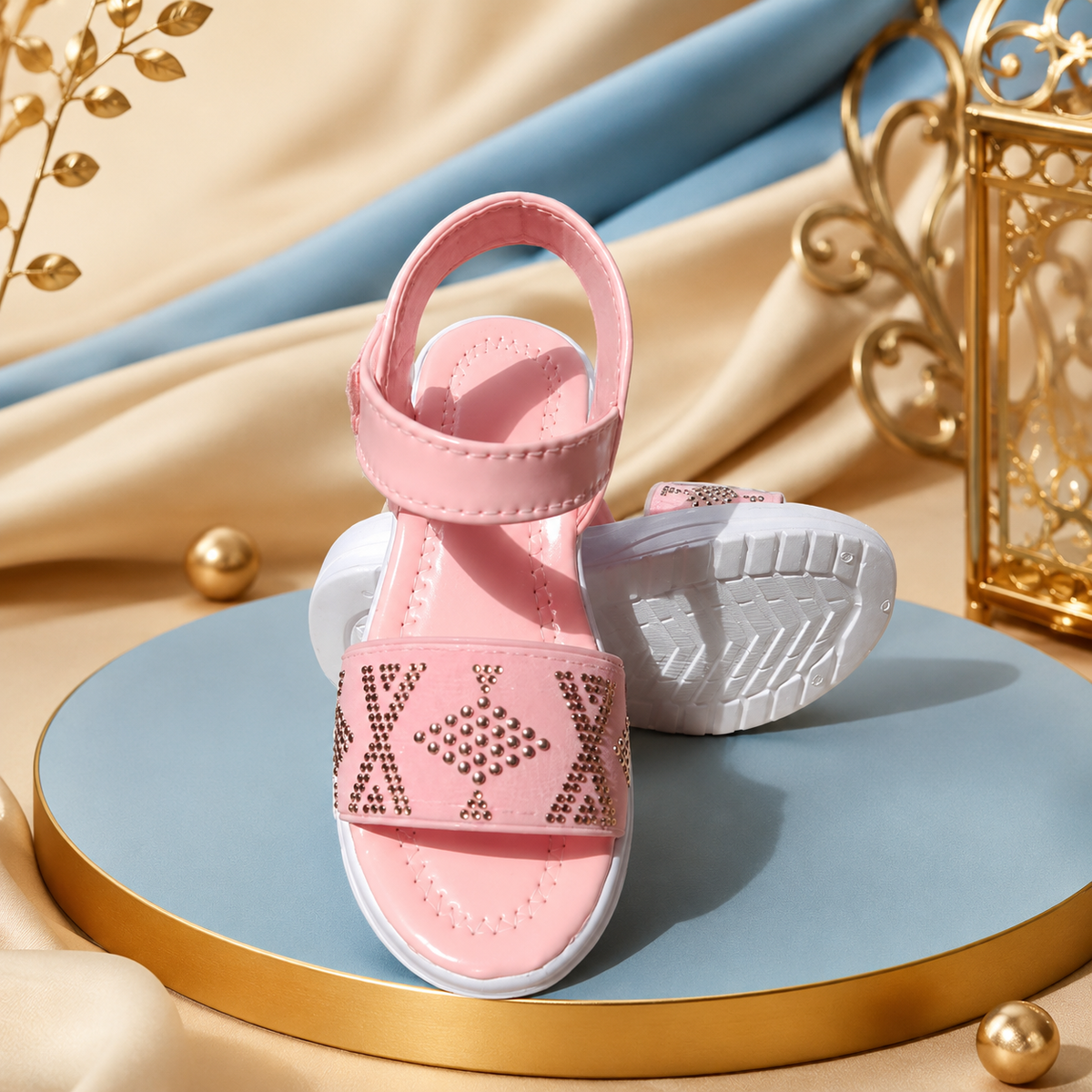 Girls Party Wear Embellished Sandal | Stylish Velcro Sandals for Kids