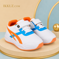 Trend Zone Kids Sporty Flex Sneakers – White, Blue &amp; Orange | Comfortable Colorblock Casual Shoes