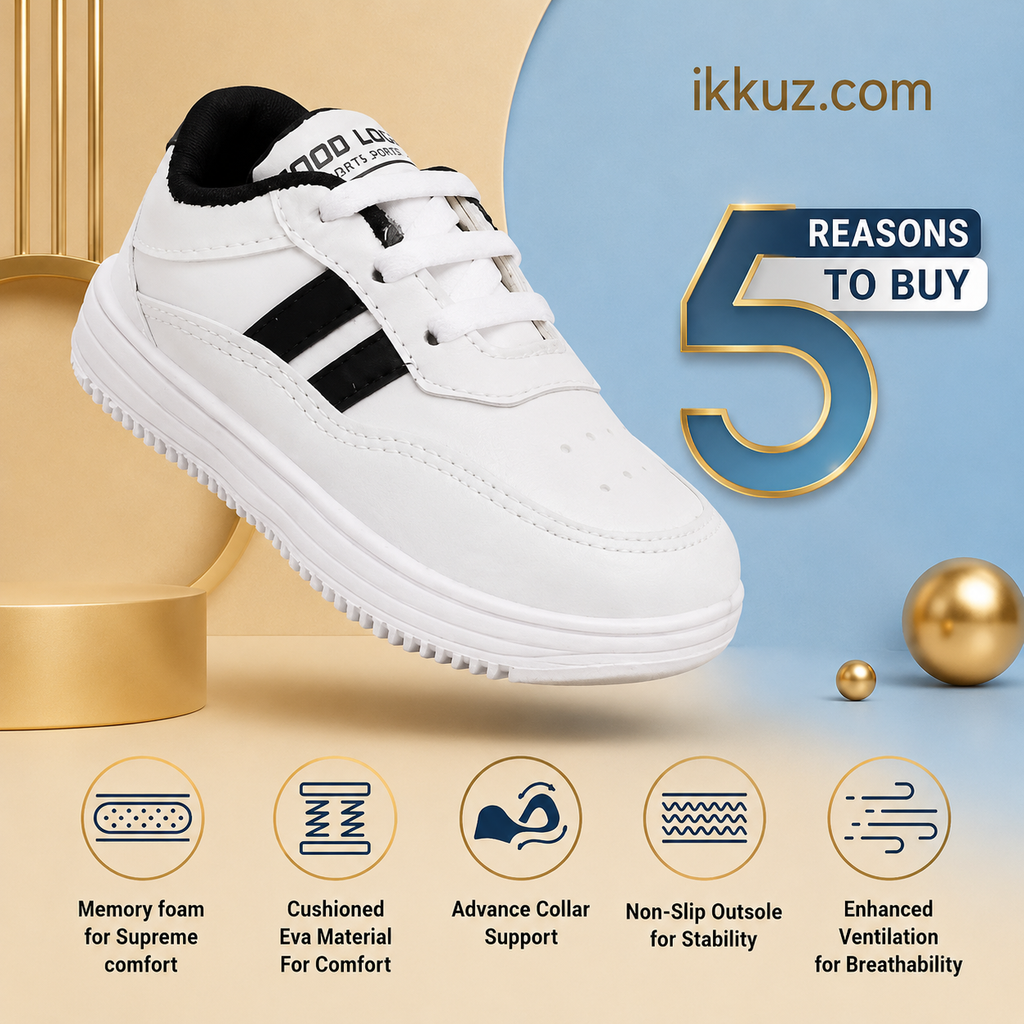 Airaqua Kids Boys Trendy Sports Shoes | Lightweight Comfortable Lace-Up Running Sneakers