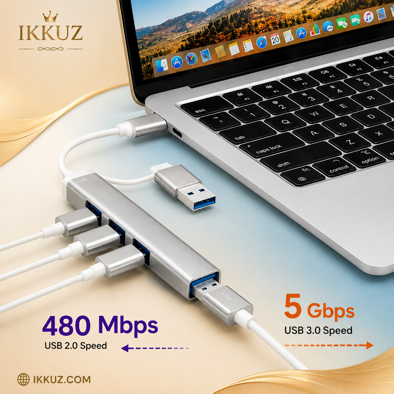 UniWave 4-Port USB 3.0 Hub with USB-A &amp; Type-C Connector