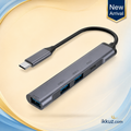 4-Port Type-C Multifunction USB Hub with USB 3.0 &amp; PD Charging – Premium Aluminum Docking Station