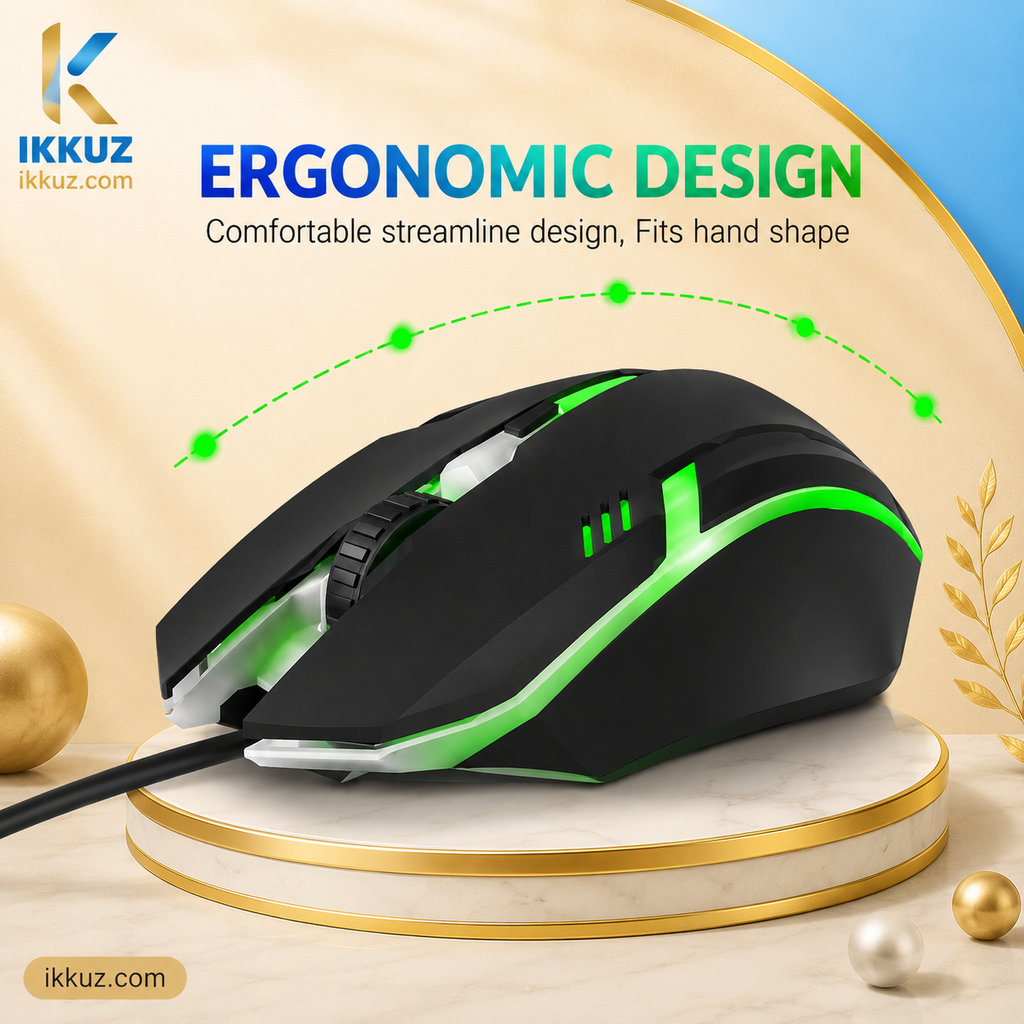 ANT Wired RGB Gaming Mouse – 2400 DPI Optical Sensor | 4 Durable Buttons | Ergonomic Design | Multicolour Backlight | Black