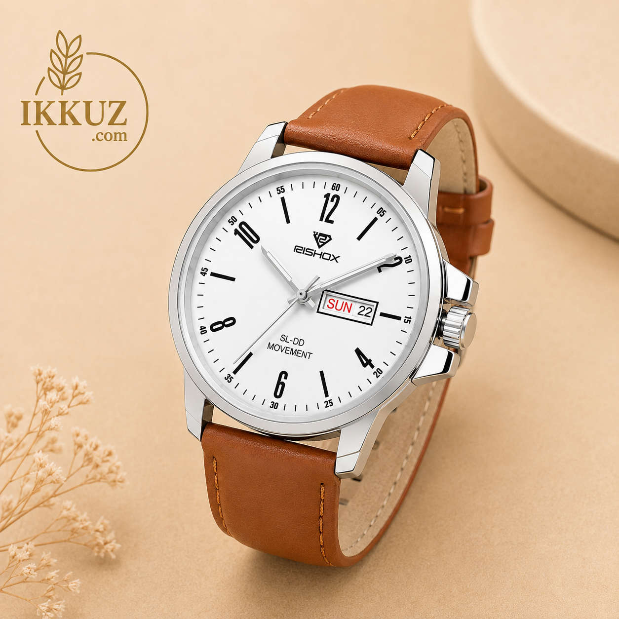 RISHOX Executive Day &amp; Date Quartz Analog Leather Watch for Men | Premium Classic Office &amp; Casual Wrist Watch | Scratch Resistant | Water Resistant