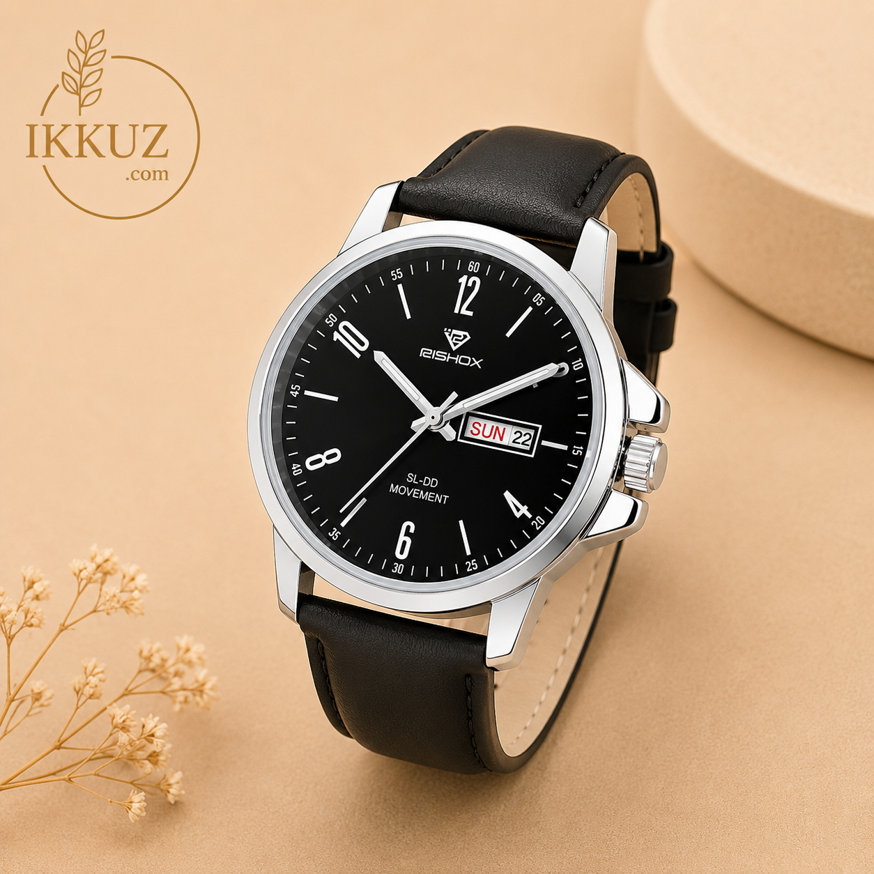 RISHOX Executive Day &amp; Date Quartz Analog Leather Watch for Men | Premium Classic Office &amp; Casual Wrist Watch | Scratch Resistant | Water Resistant