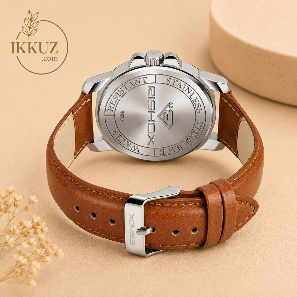 RISHOX Executive Day &amp; Date Quartz Analog Leather Watch for Men | Premium Classic Office &amp; Casual Wrist Watch | Scratch Resistant | Water Resistant