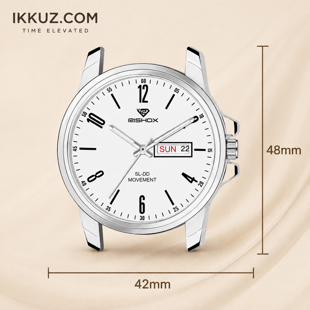RISHOX Executive Day &amp; Date Quartz Analog Leather Watch for Men | Premium Classic Office &amp; Casual Wrist Watch | Scratch Resistant | Water Resistant