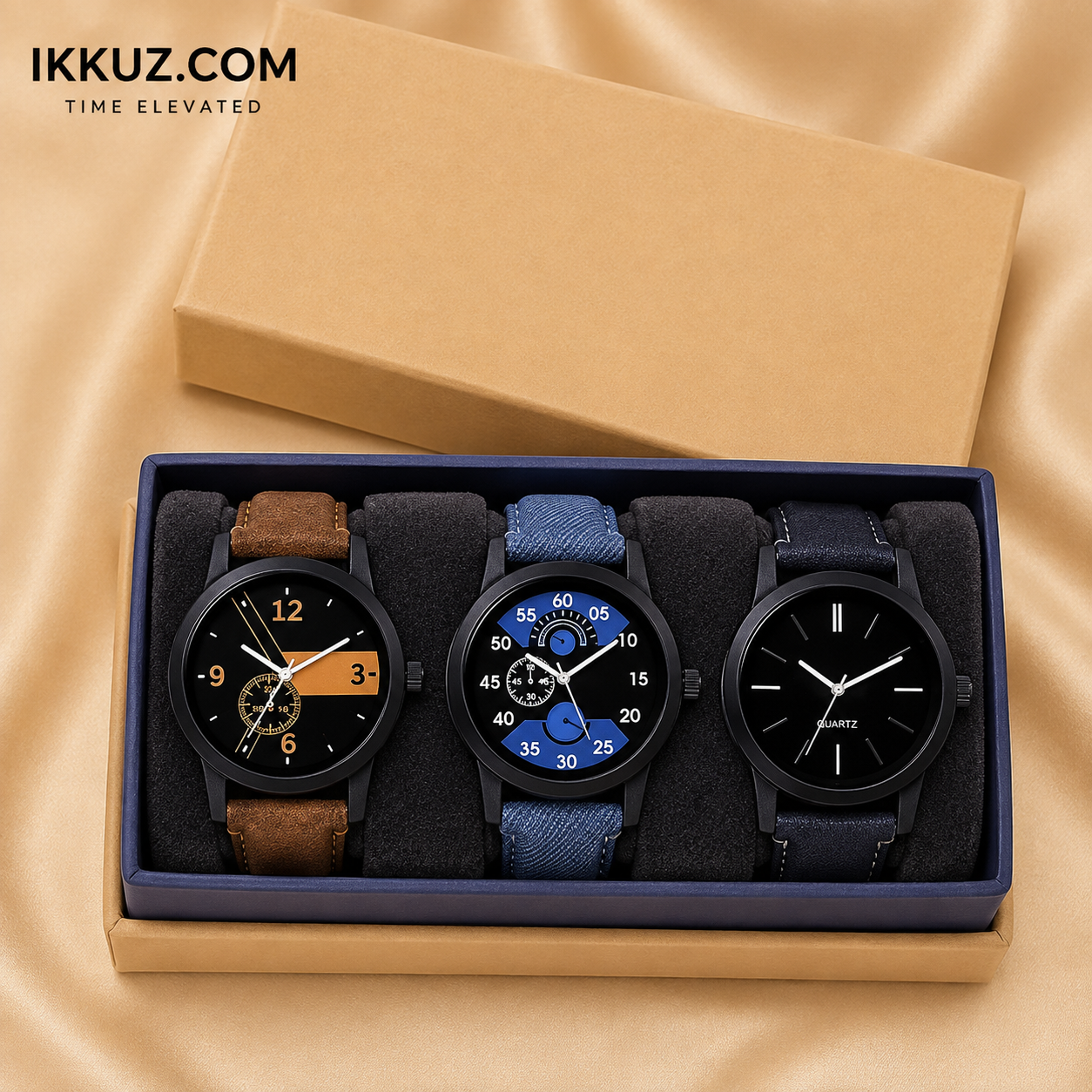 RISHOX Premium 3 Watch Combo Set for Men | Classic Analog Leather Watch Collection | Stylish Everyday &amp; Office Wear