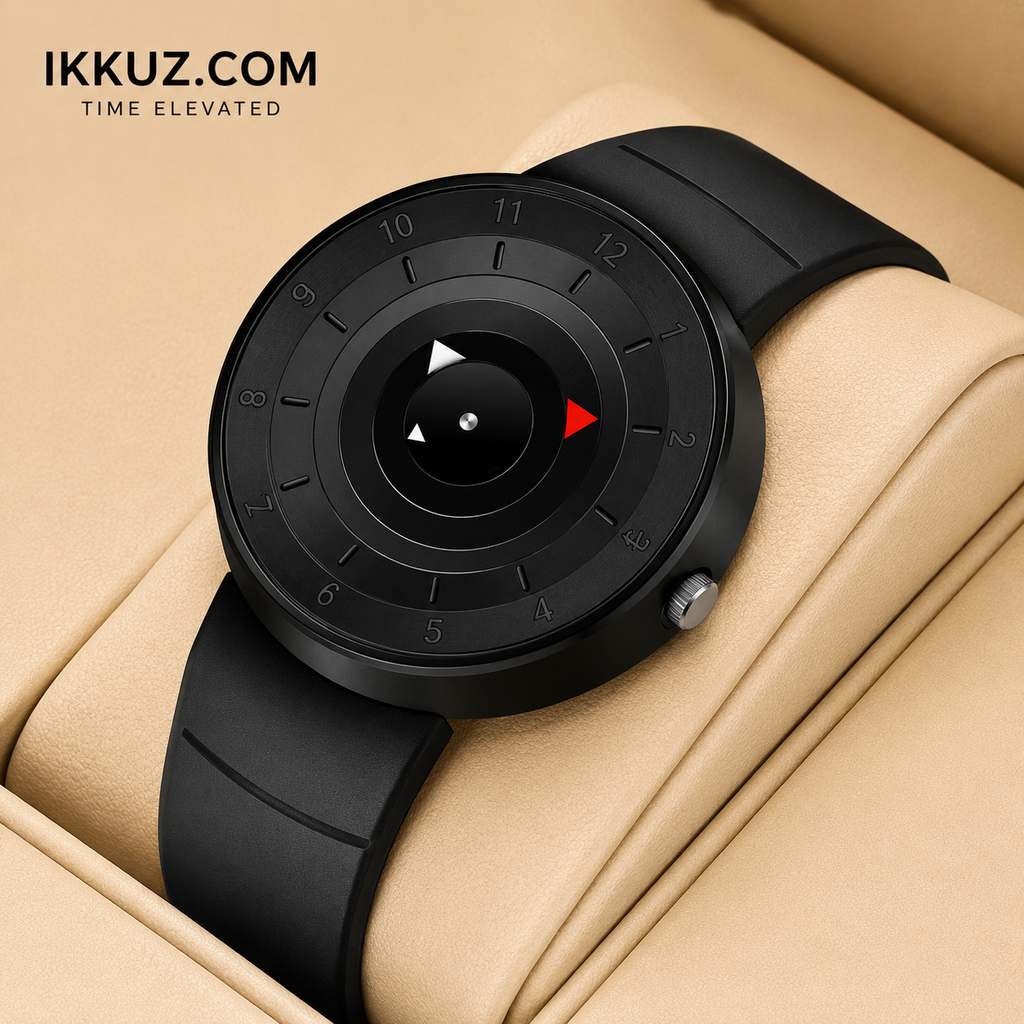RISHOX Premium Black Arrow Dial Quartz Analog Watch for Men | Stylish Silicone Strap Luxury Casual &amp; Office Wrist Watch