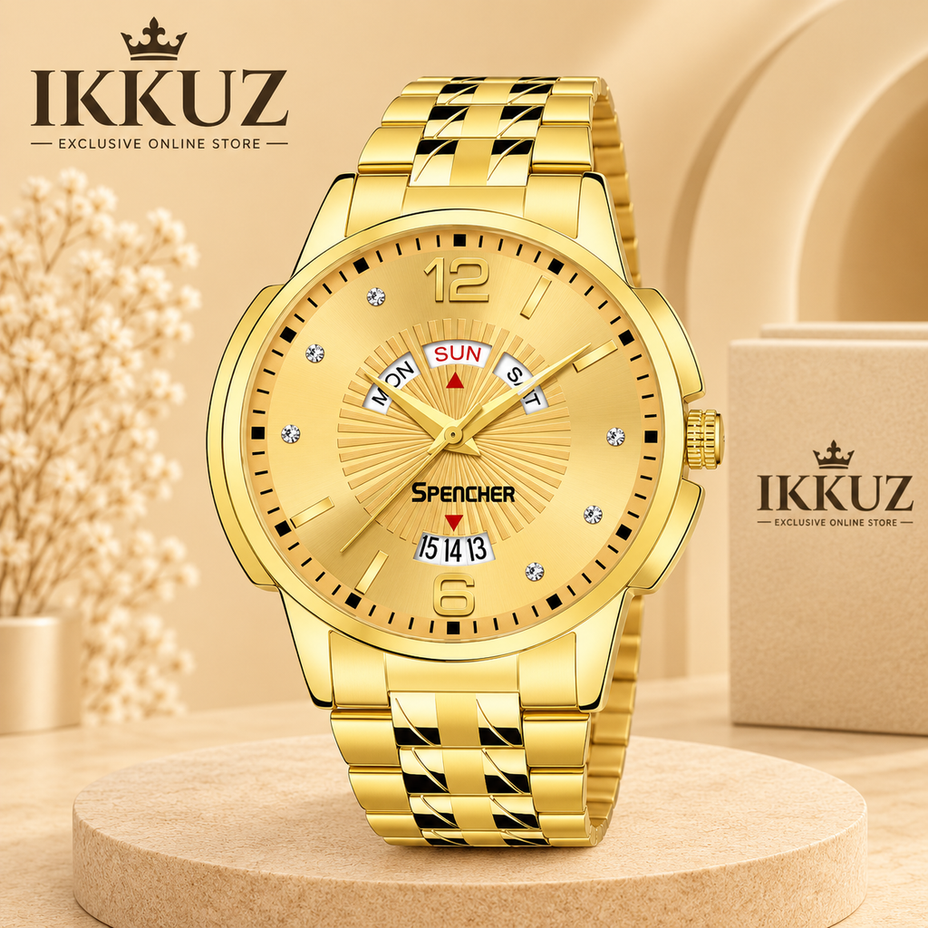 Exclusive Spencher Golden Luxury Analog Watch for Men &amp; Boys | Date Display | Quartz Movement | Water Resistant