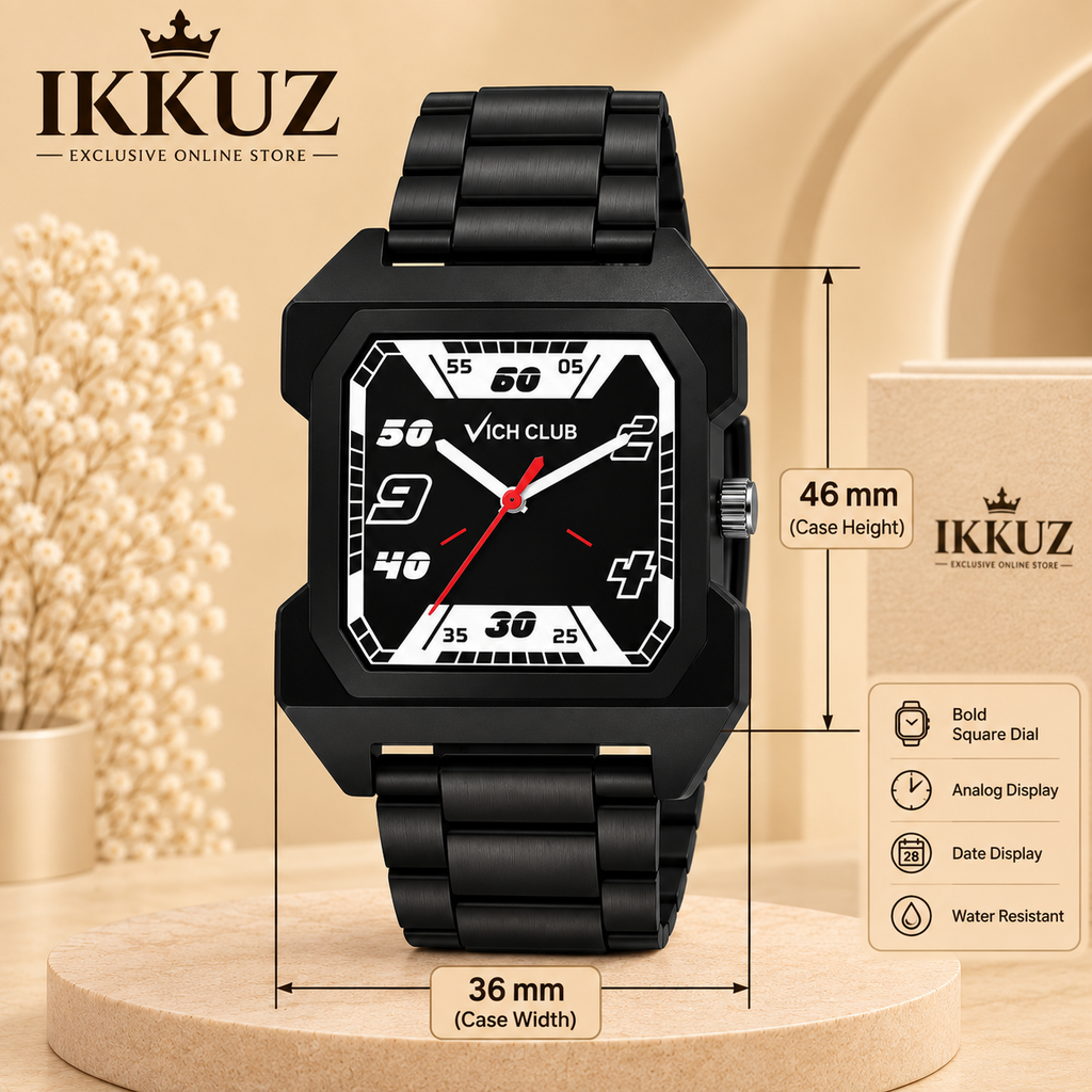 Exclusive Classic Square Analog Watch Combo for Men | Stainless Steel Strap | Quartz Movement