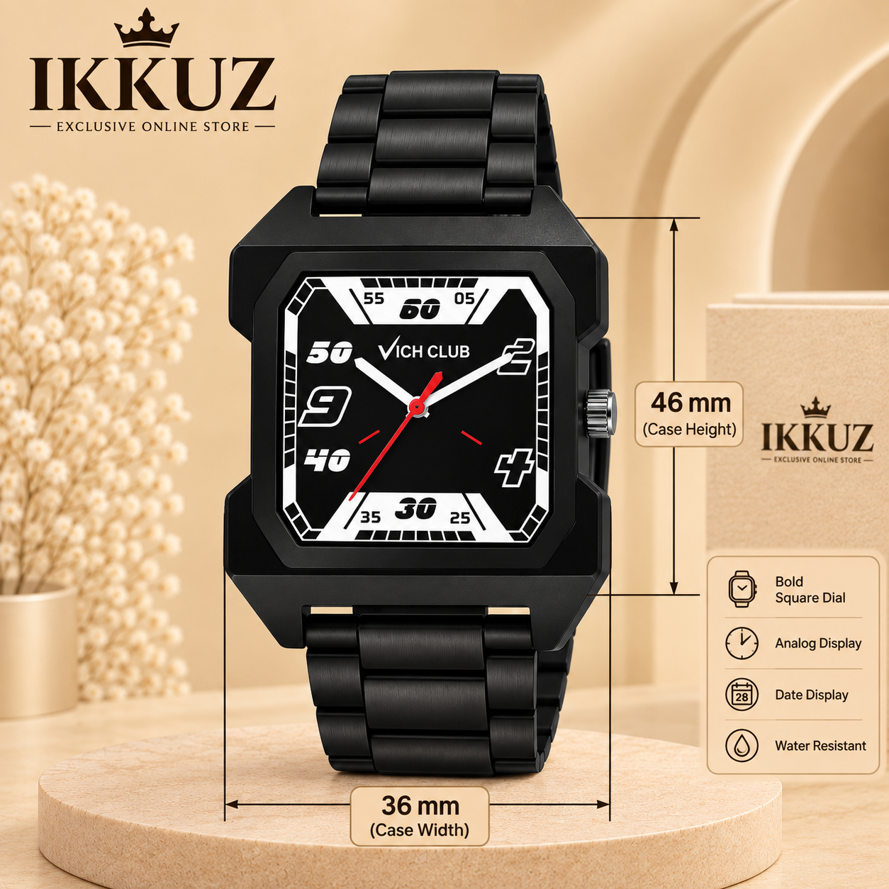 Exclusive Classic Square Analog Watch Combo for Men | Stainless Steel Strap | Quartz Movement