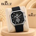 Benton Shadow Square Analog Watch for Men | Black Silicon Strap | Quartz Movement