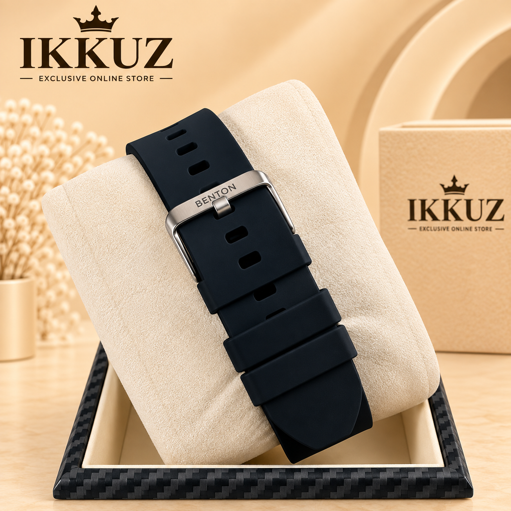 Benton Shadow Square Analog Watch for Men | Black Silicon Strap | Quartz Movement