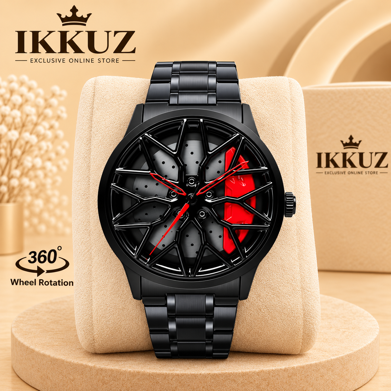 Velocity RimX Black Racing Wheel Analog Watch for Men
