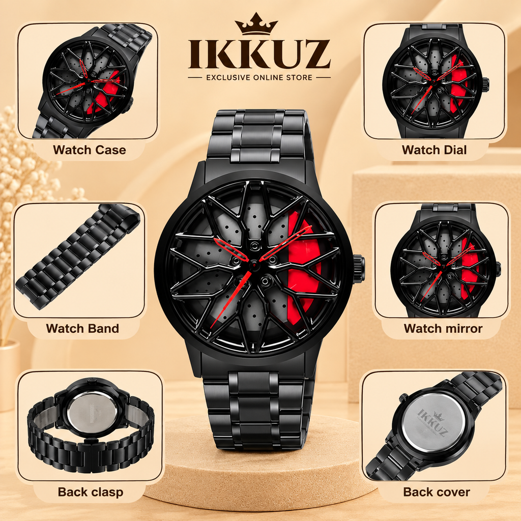 Velocity RimX Black Racing Wheel Analog Watch for Men
