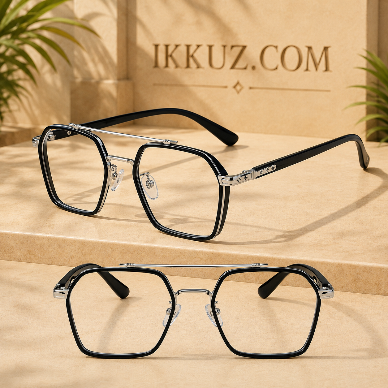 Tony Stark Retro Square Black Metal Eyeglasses for Men &amp; Women – Blue Light Protection Anti-Glare Computer Glasses