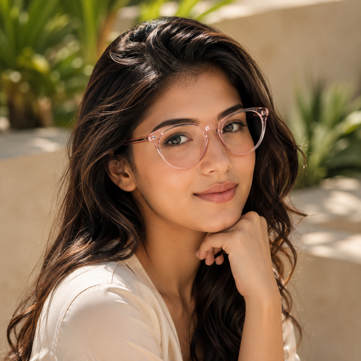 Rose Elegance™ – Premium Pink Round Full-Rim Women Spectacle Frame | Lightweight Fashion Eyewear