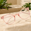 Rose Elegance™ – Premium Pink Round Full-Rim Women Spectacle Frame | Lightweight Fashion Eyewear
