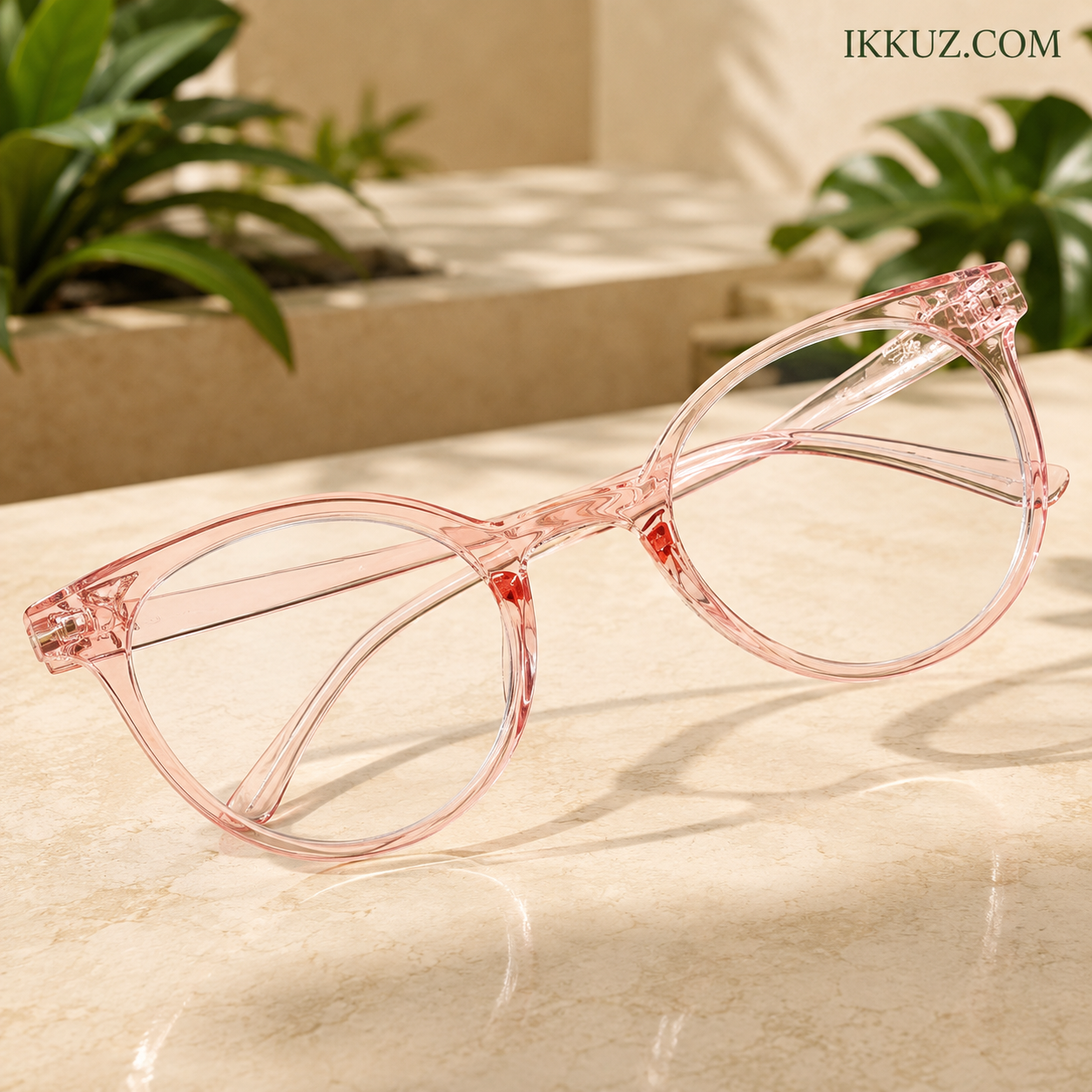 Rose Elegance™ – Premium Pink Round Full-Rim Women Spectacle Frame | Lightweight Fashion Eyewear