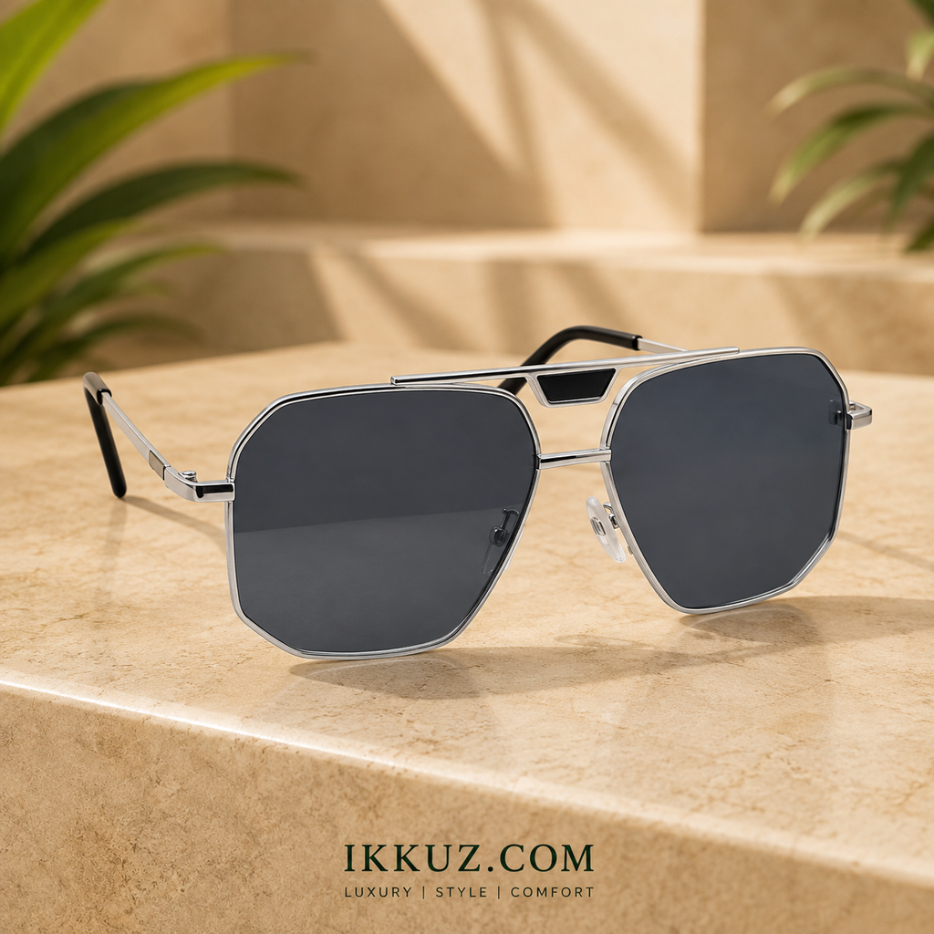 Titan Hexa™ – Premium Hexagonal UV400 Sunglasses | Silver Metal Frame | Luxury Unisex Fashion Eyewear
