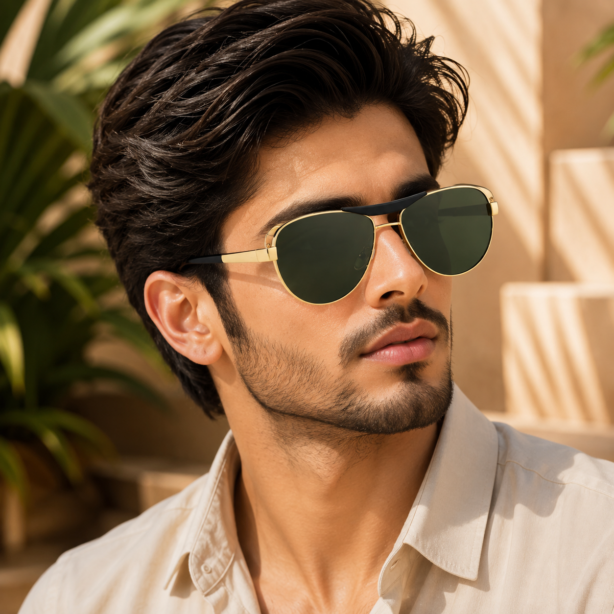 UV Protection Aviator Sunglasses (58) for Men &amp; Women | Green Lens | Gold Metal Frame