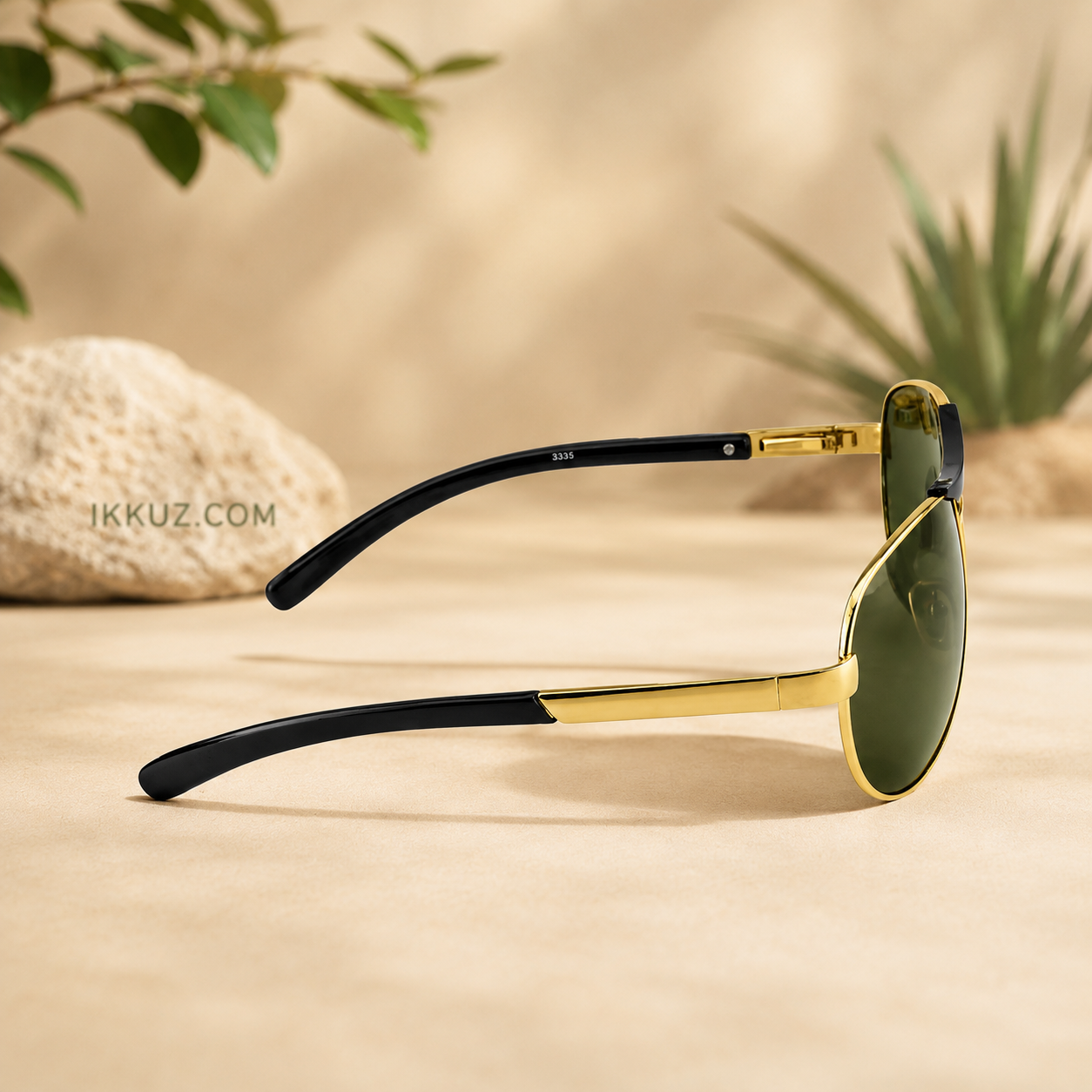 UV Protection Aviator Sunglasses (58) for Men &amp; Women | Green Lens | Gold Metal Frame
