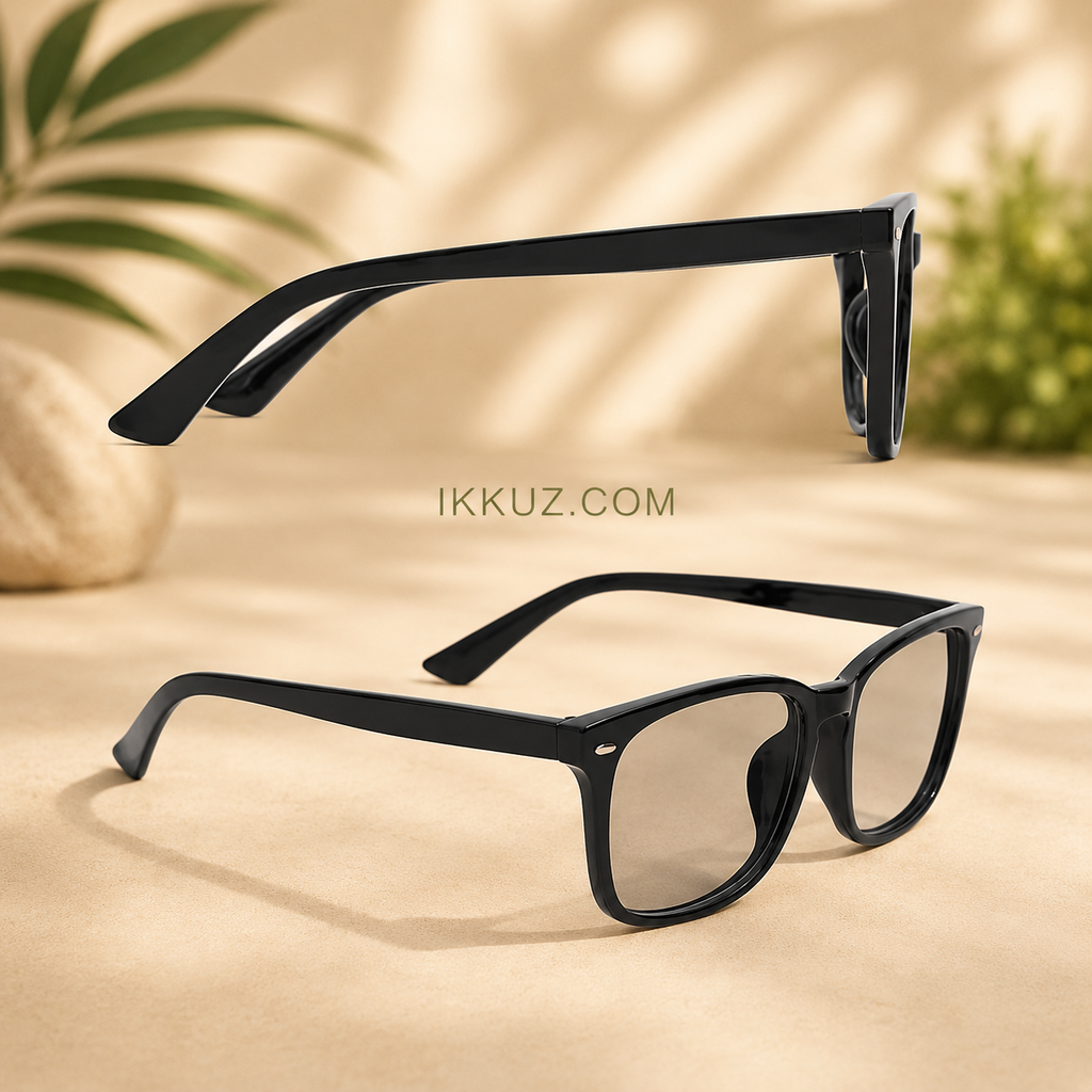 Stylish Square Blue Cut Computer Glasses for Men &amp; Women – Black Carbon Fiber Frame with Clear Lens