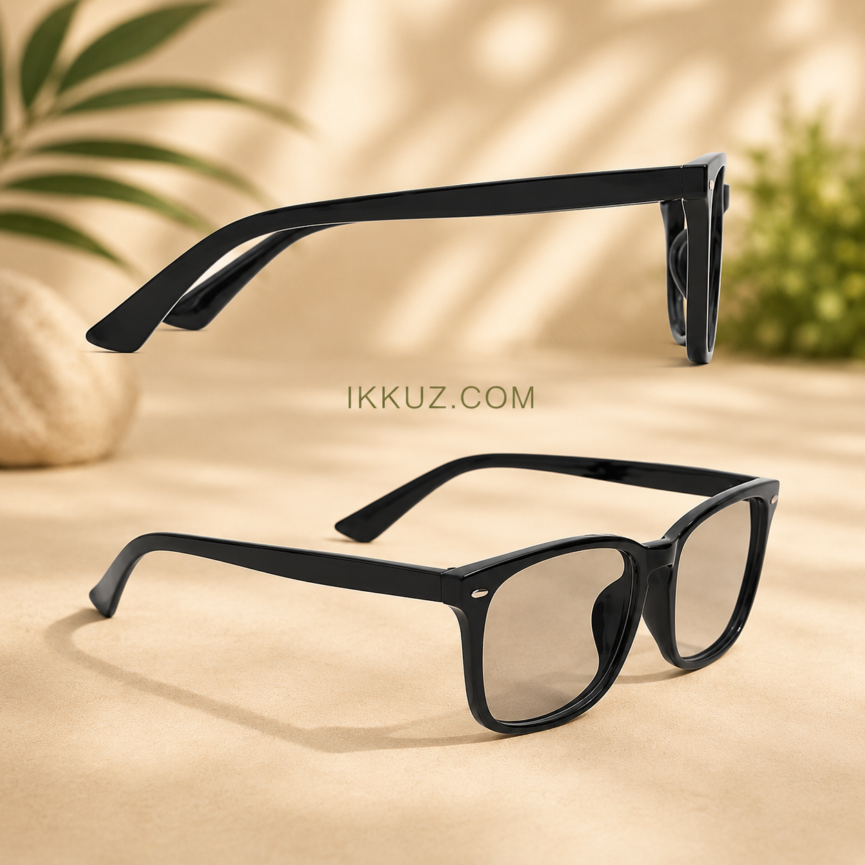 Stylish Square Blue Cut Computer Glasses for Men &amp; Women – Black Carbon Fiber Frame with Clear Lens